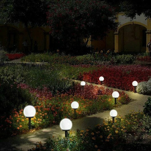 2-Piece: LED Outdoor Globe Powered Garden Light __stock:250 Outdoor Lighting refund_fee:800 Warranty