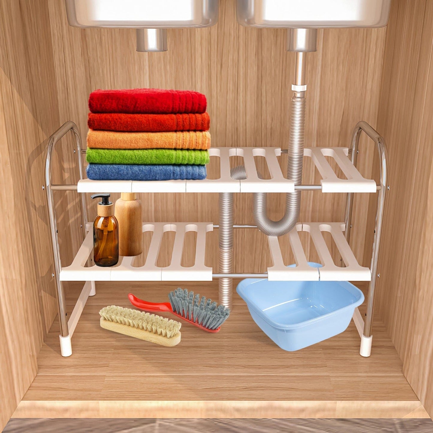 2-Tier Under Sink Organizer Retractable Kitchen Rack Holder __stock:50 Kitchen & Dining Low stock refund_fee:1200