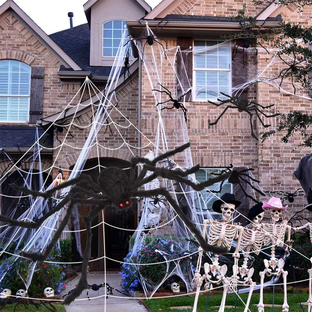 200" Halloween Spider Web and 59" Giant Spider Decoration __stock:200 Holiday Decor & Apparel refund_fee:1200