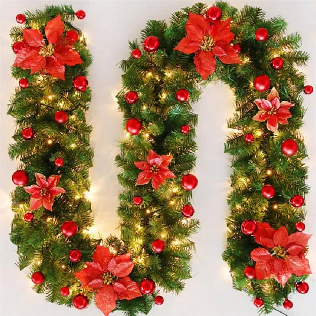2.7 Meter Christmas Rattan Garland Decorative Red __stock:200 Holiday Decor & Apparel refund_fee:1200