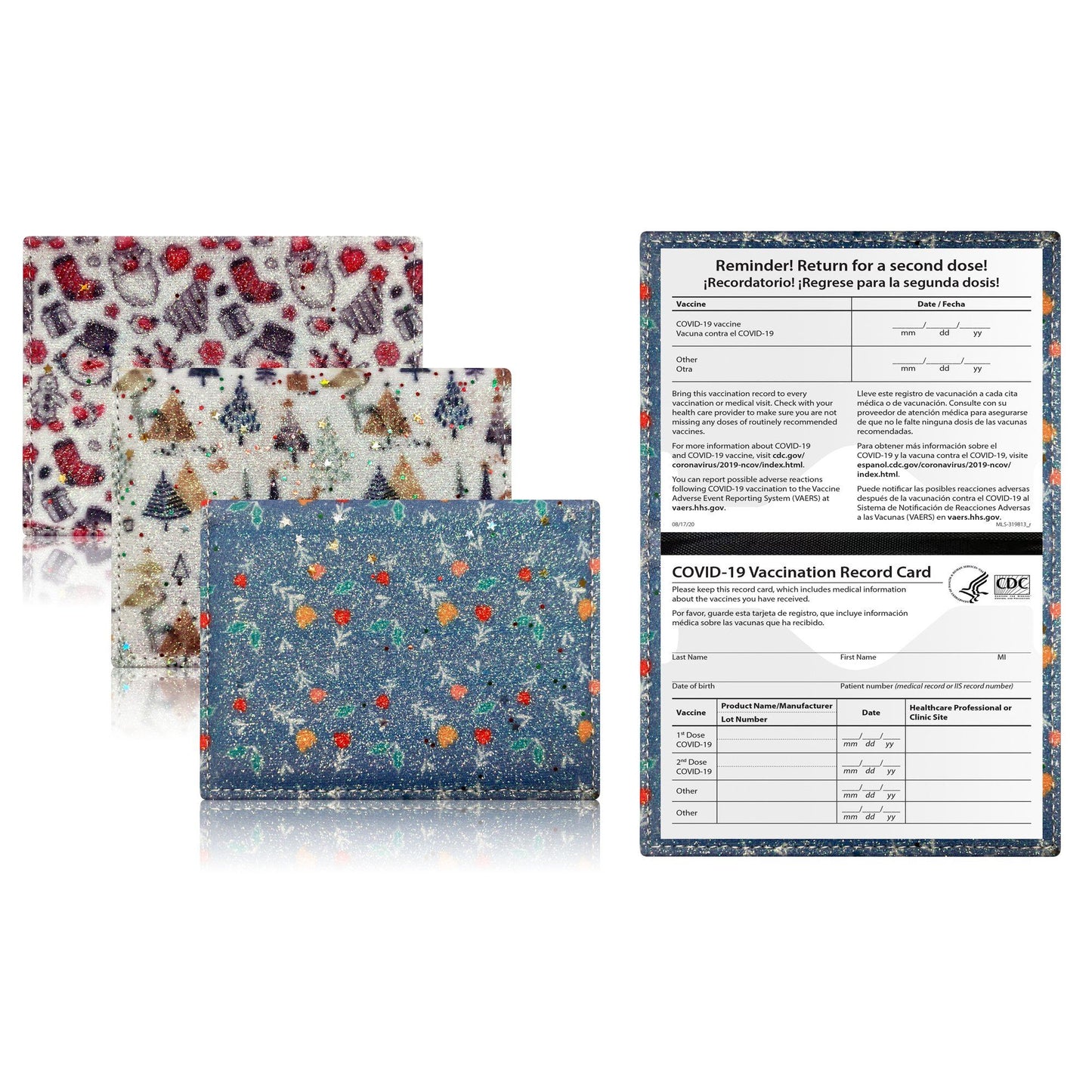 3-Pack: Faux Leather Holiday Themed CDC Vaccination Card Holder Set 2 __stock:200 Holiday Decor & Apparel refund_fee:800