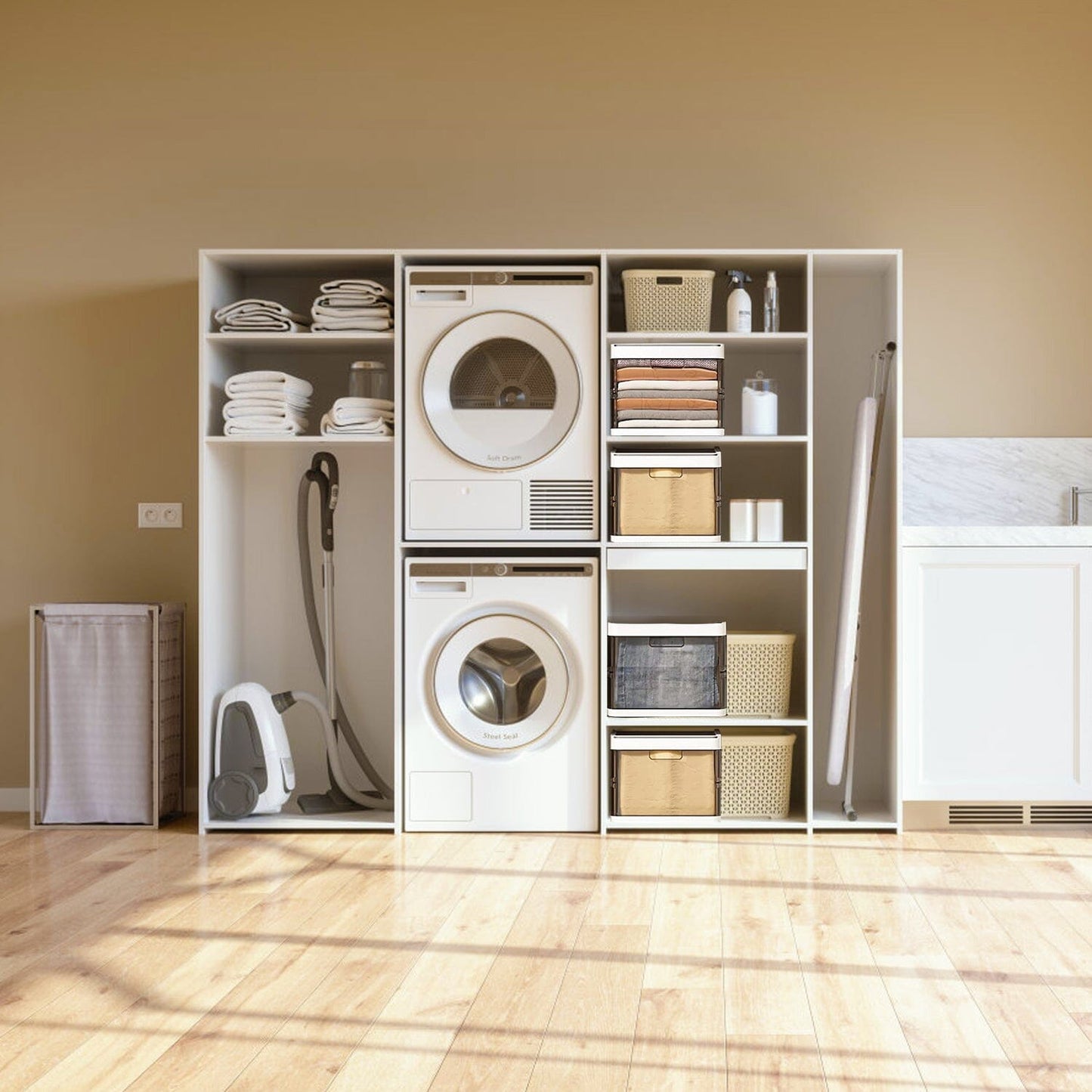 3-Pack: Foldable Storage Bin with Lid Stackable Plastic Closet Organizer __stock:50 Closet & Storage refund_fee:1800