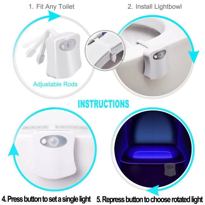 3-Pack: Motion Sensor LED 8 Color Toilet Bowl Night Light Bath refund_fee:1200