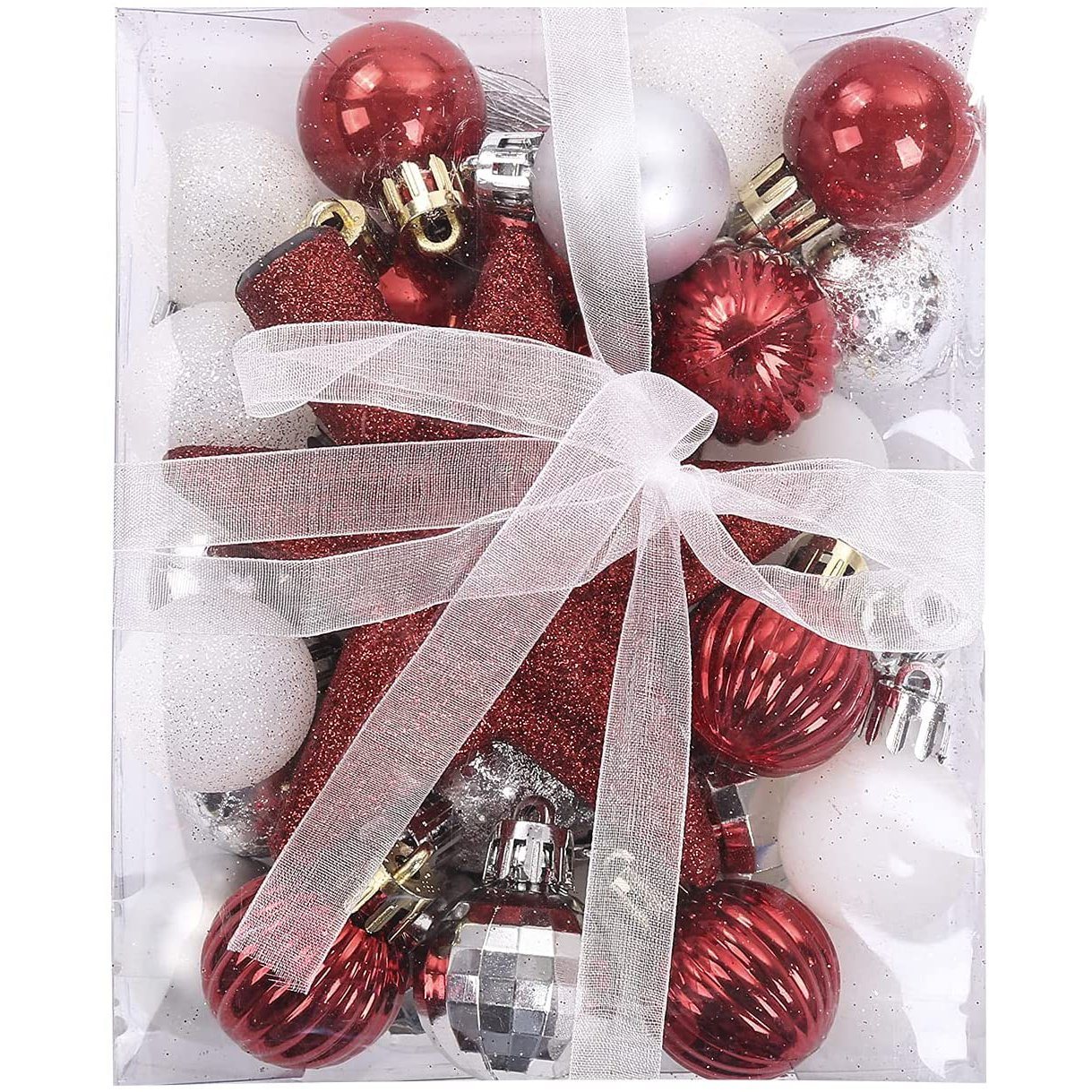 30-Piece: Christmas Balls Ornaments for Xmas Tree Red/White/Silver __stock:100 Holiday Decor & Apparel refund_fee:800