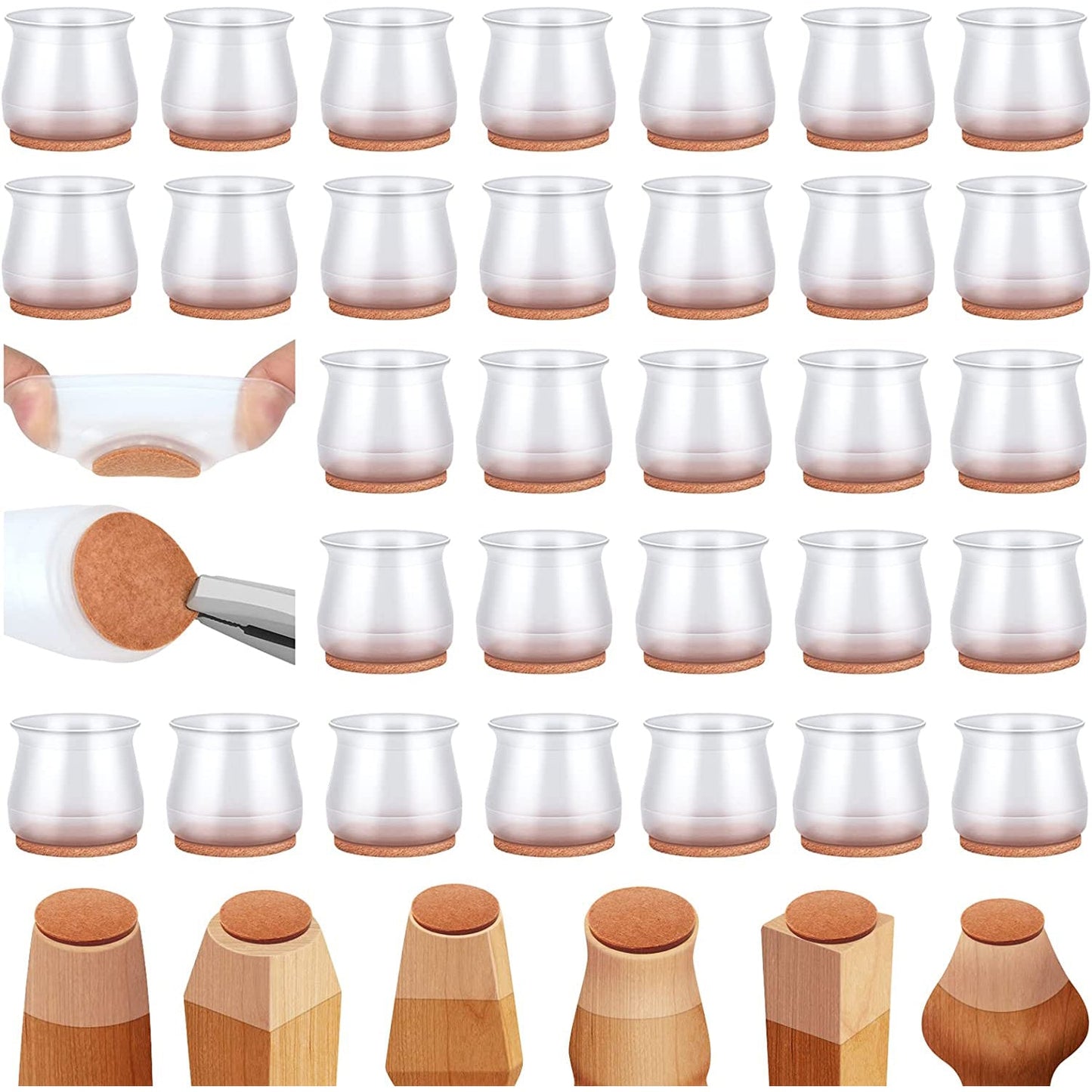 32-Piece: Clear Chair Leg Floor Protectors Clear __stock:200 Furniture and Décor refund_fee:1200