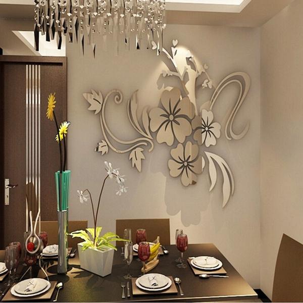 3D Mirror Flower Removable Wall Sticker __stock:100 Furniture and Décor refund_fee:800