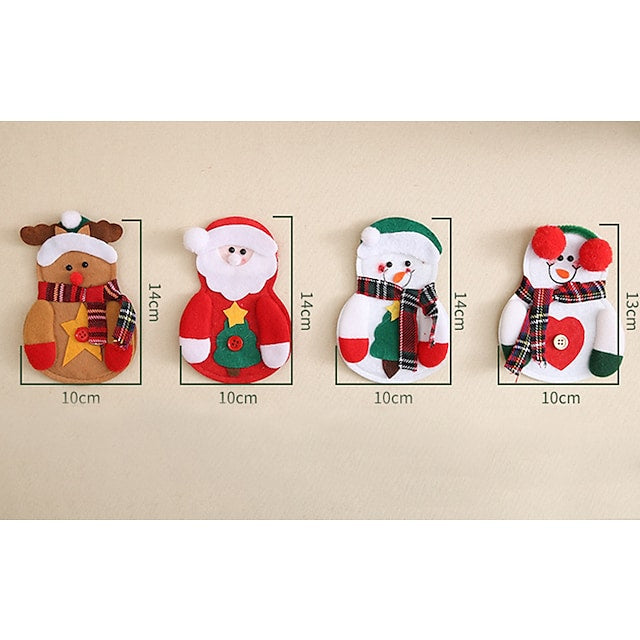 4-Piece: Holiday Tableware Sets Christmas Knife And Fork Bags __stock:200 Holiday Decor & Apparel refund_fee:800