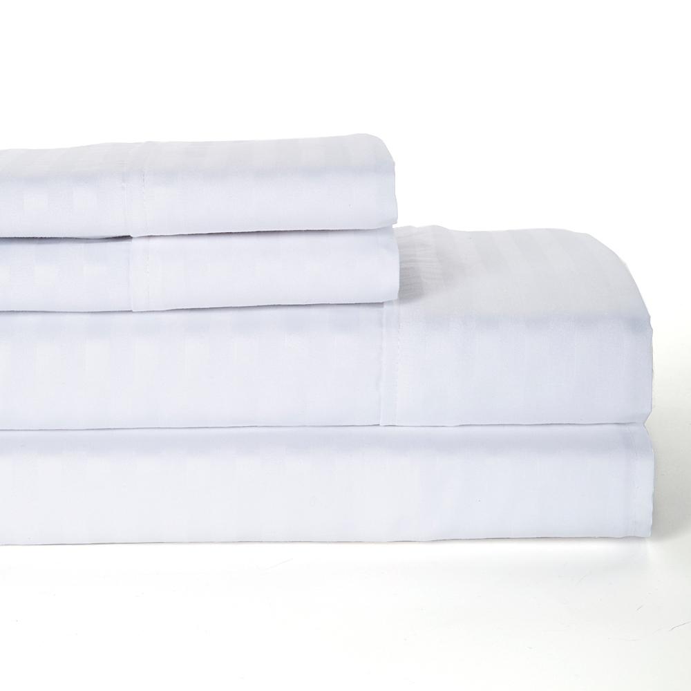 4-Piece: Lux Decor Collection Stripe Sheet Set White __label2:BOGO 30% OFF __stock:50 Bedding refund_fee:1200