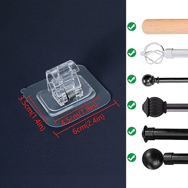 4-Piece: No Drill Curtain Rod Hook Holder __stock:200 Furniture and Décor refund_fee:800