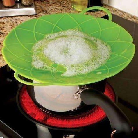 Flower Silicone Lid Spill Stopper Green (green flower) kitchen Kitchen & Dining