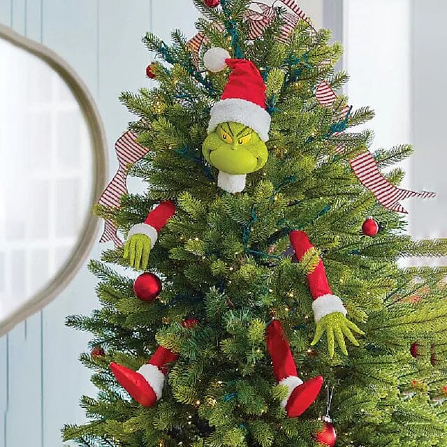 5-Piece Set: Grinch Christmas Tree Decorations, Elf Head, Christmas Tree Arms and Legs __stock:200 Holiday Decor & Apparel refund_fee:1200