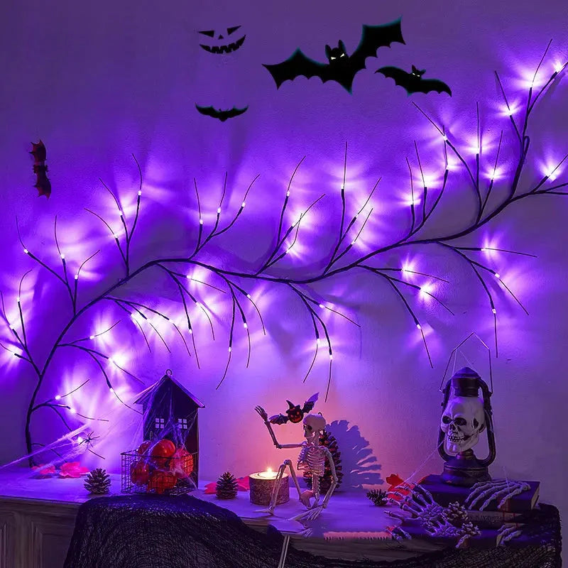 54LED Halloween Bat Decorative Branch String Lights, Wall-mounted Indoor Decorative String Lights Twig __stock:200 Holiday Decor & Apparel refund_fee:1200