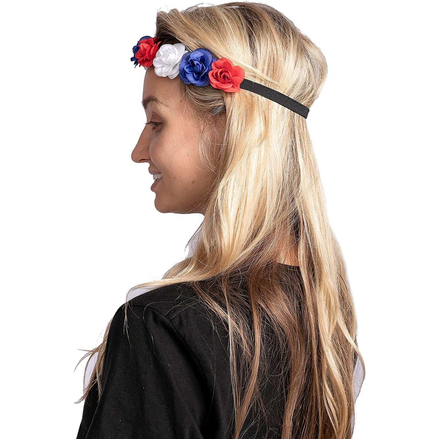 6-Piece: Patriotic Flower Headbands __stock:200 Holiday Decor & Apparel refund_fee:800