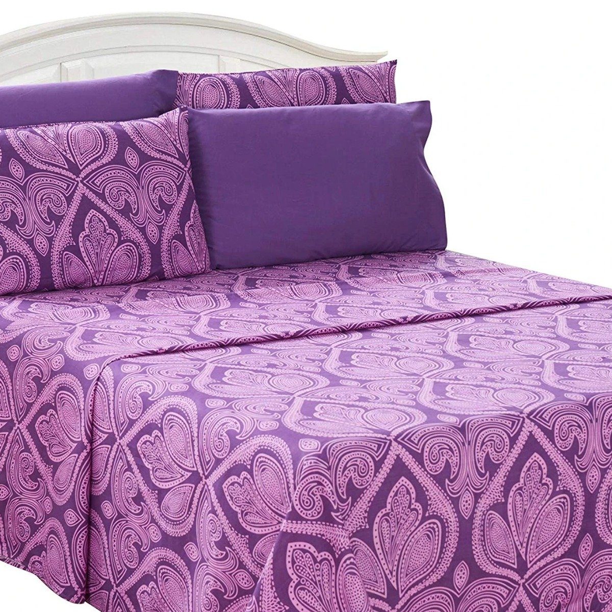 6-Piece Set: Paisley Bed Sheets - Assorted Sizes Purple __label2:BOGO 30% OFF __stock:50 Bedding refund_fee:1200