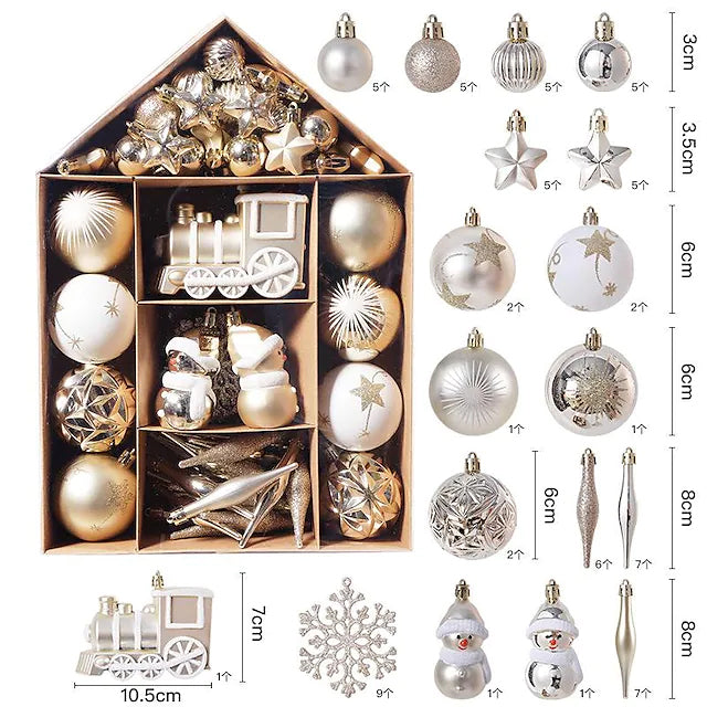 70-Pieces Set: Christmas Tree Decorations Christmas Ball Gold/White __stock:200 Holiday Decor & Apparel refund_fee:1200