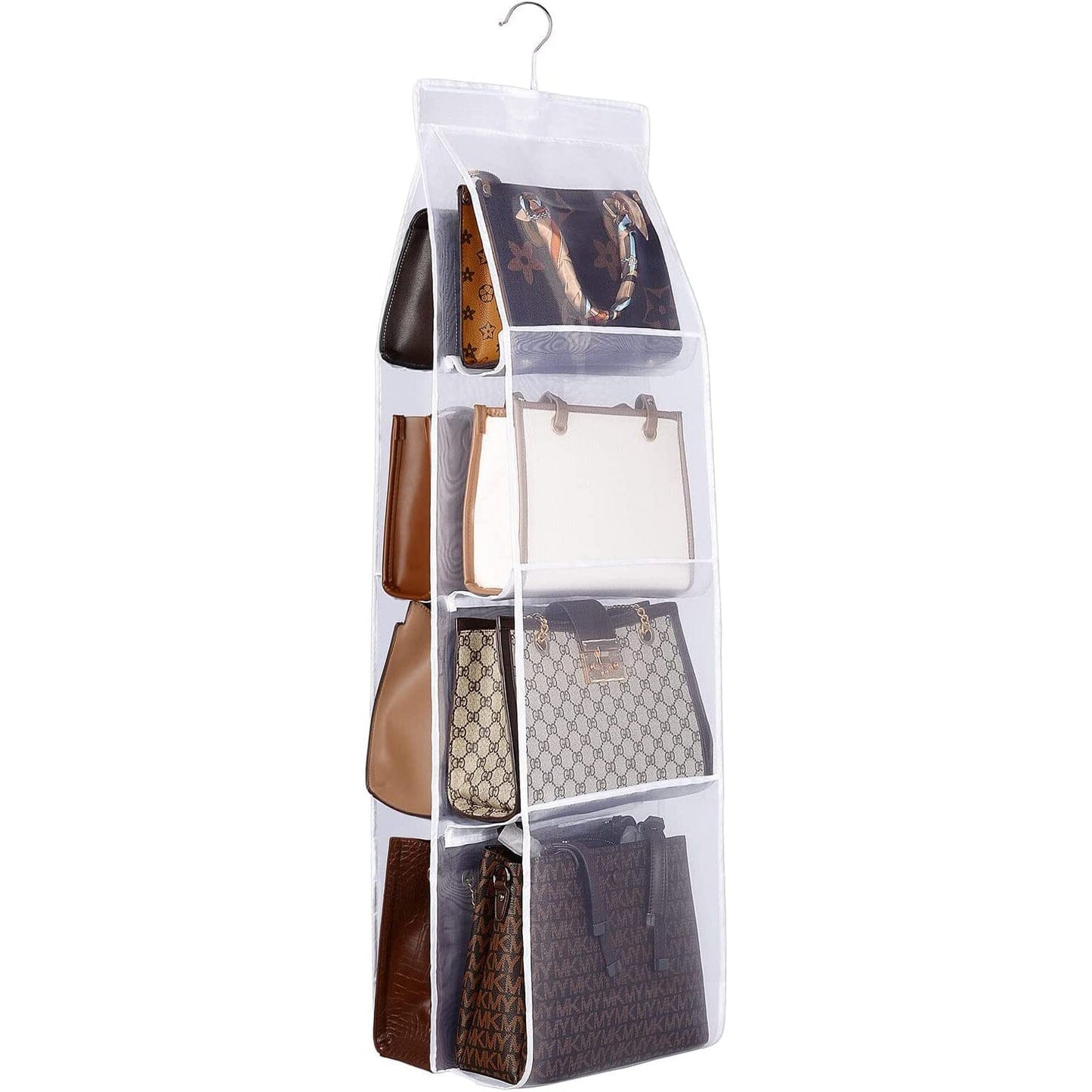 8 Pocket Hanging Purse Organizer Handbag Storage Hanger White __stock:200 Closet & Storage refund_fee:800