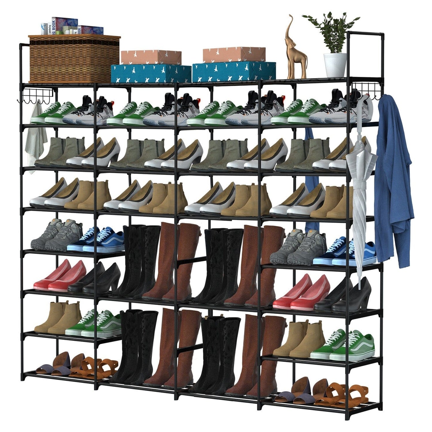 8-Tier Shoe Rack Metal Shoe Storage Shelf 4-Row __stock:50 Closet & Storage refund_fee:1800