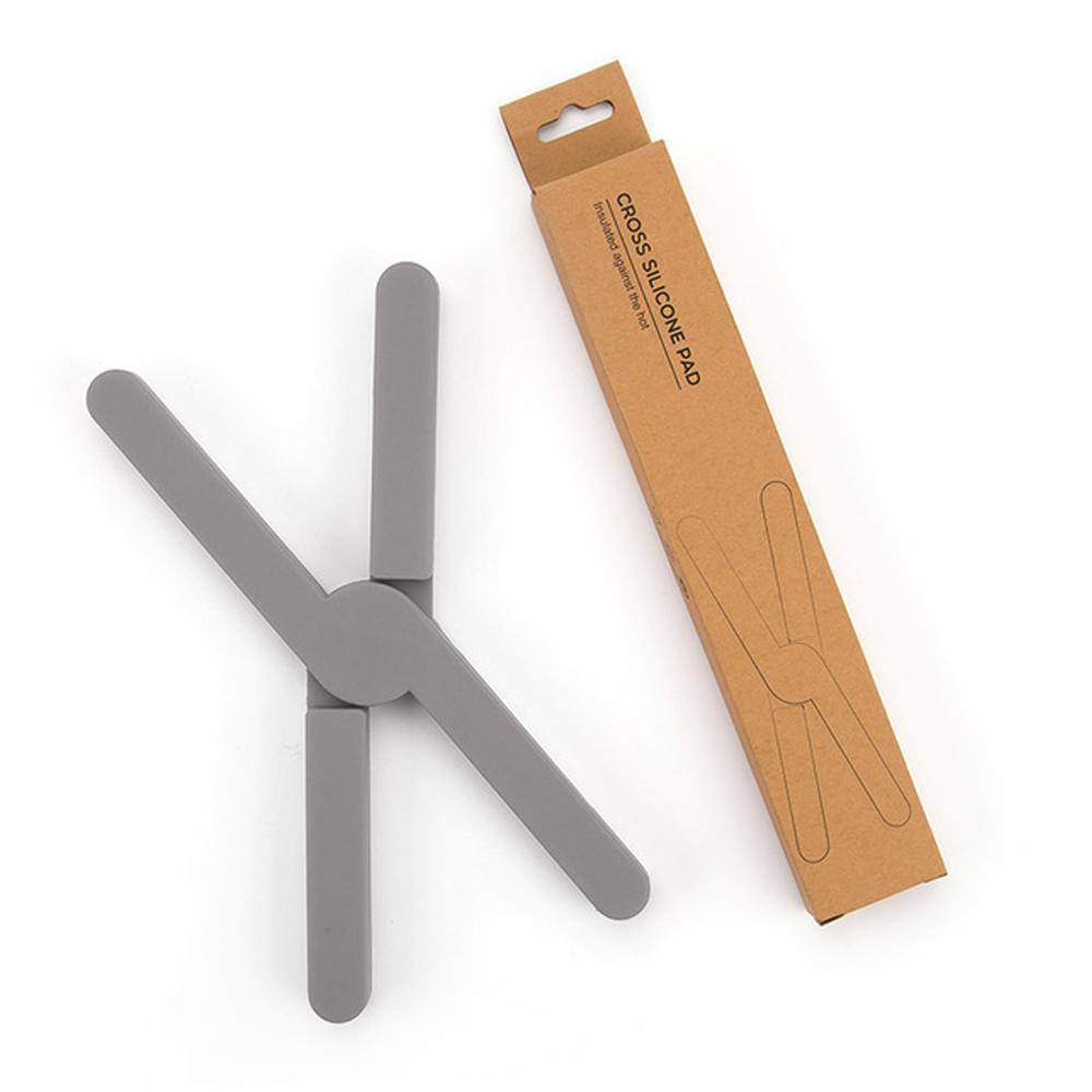 Collapsible Cross Design Silicone Trivets Hot Pad Pot Holder gray kitchen Kitchen & Dining