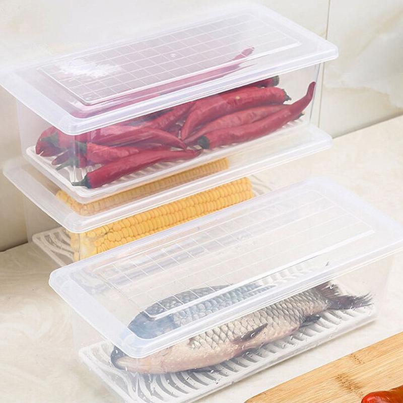 Refrigerator Storage Box with Drain Tray kitchen Kitchen & Dining