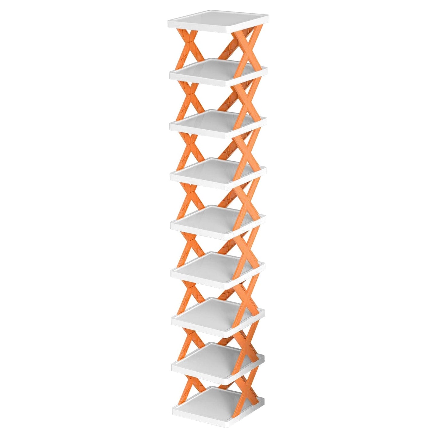 9-Tier Narrow Entryway Shoe Rack Plastic Vertical Shoe Organizer Orange __stock:50 Closet & Storage refund_fee:1200