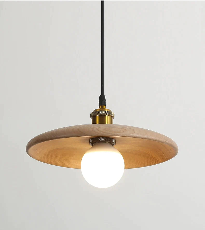 Solid Wood Disc Pendant Light