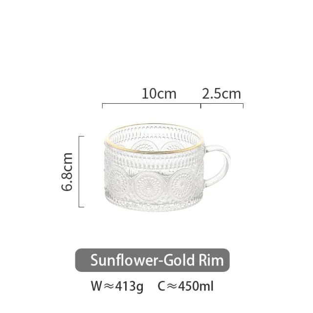 Sunflower - Golden Lines Embossed Teacup Mugs & Teacups teacup