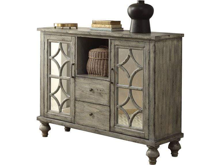 Weathered Gray Mirrored Sideboard
