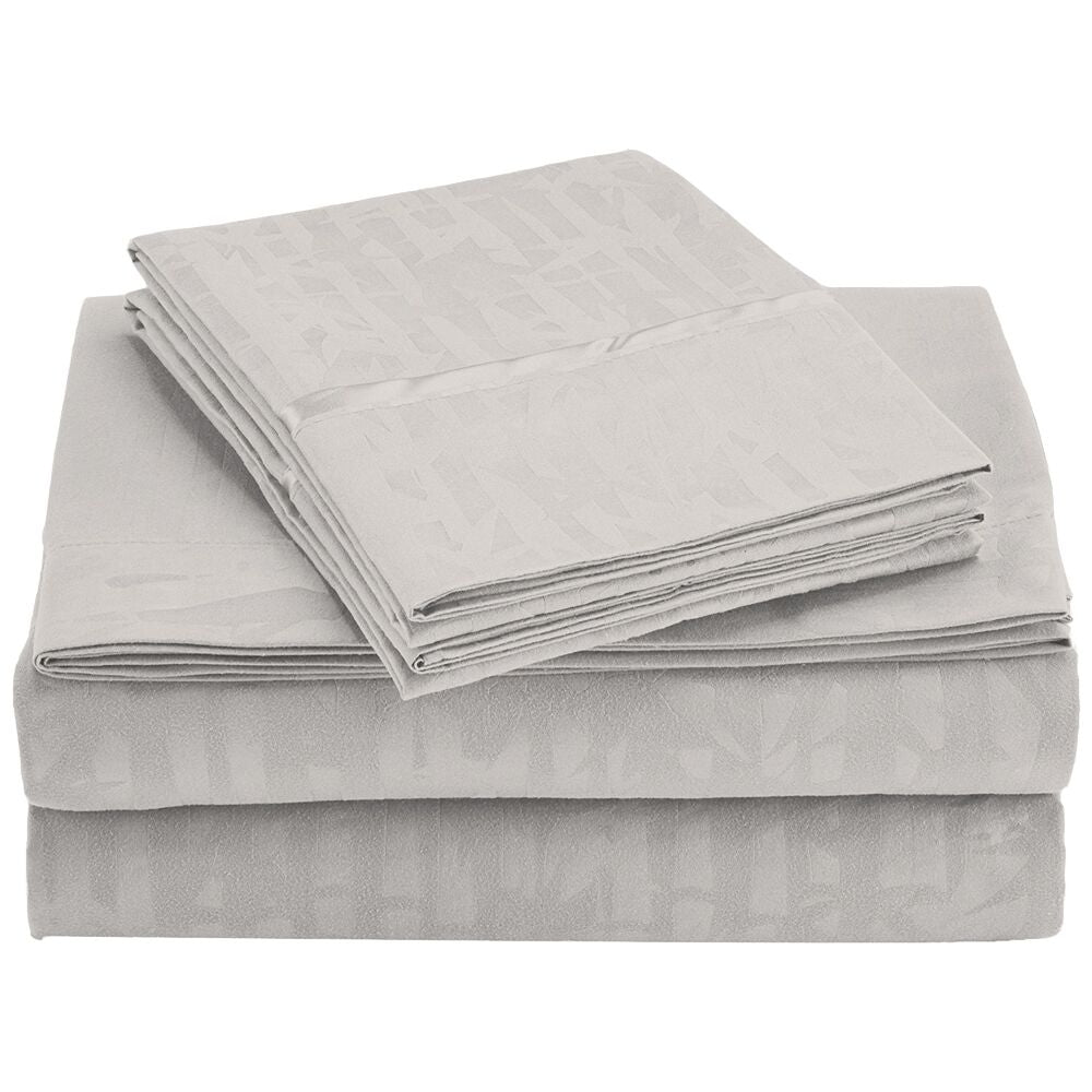 4-Piece Set: Super-Soft 1600 Series Bamboo Embossed Bed Sheet Stone Queen __label2:BOGO 30% OFF __stock:300 Bedding refund_fee:1200