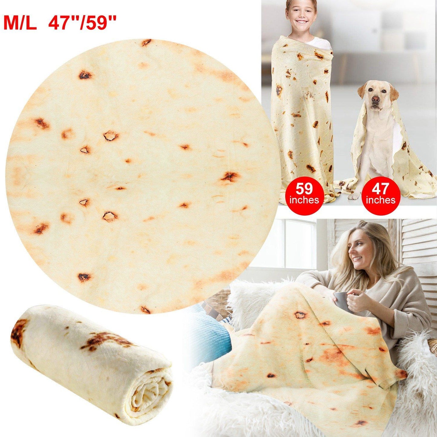 Burrito Tortilla Throw Blanket __label2:BOGO 30% OFF Bedding Low stock refund_fee:1200