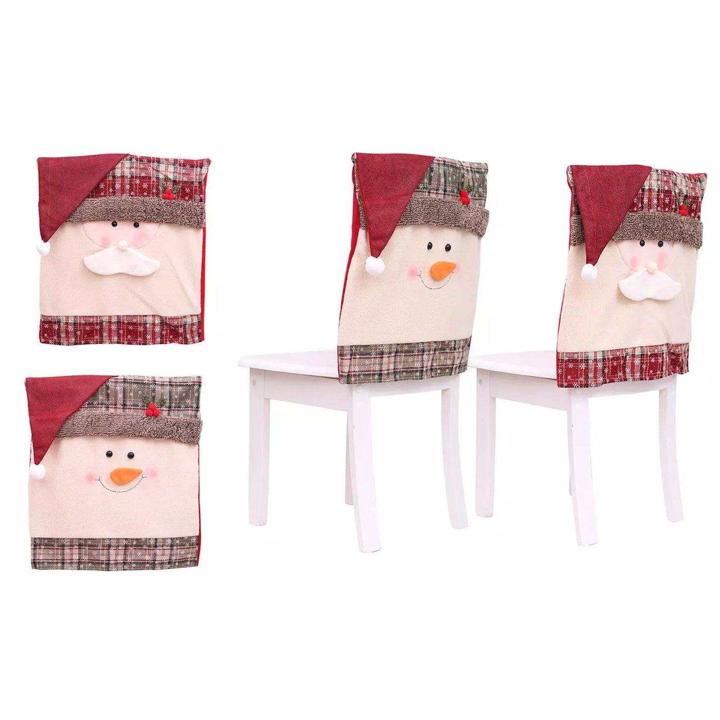 Christmas Santa Claus Snowman Chair Cover 1-Pack Santa + 1-Pack Snowman __stock:100 Holiday Decor & Apparel refund_fee:800