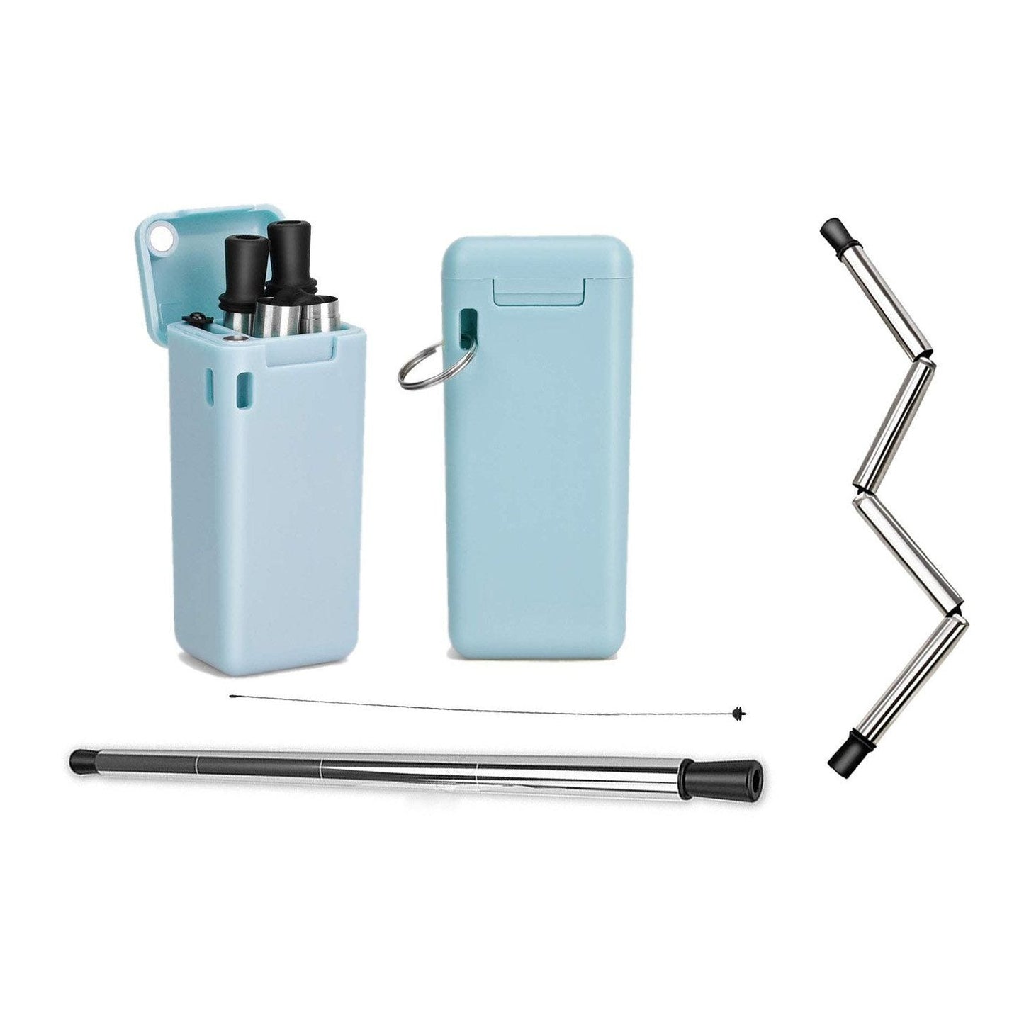 Collapsible, Portable, And Reusable Stainless Steel Drinking Straw With Case Blue __stock:600 Kitchen & Dining refund_fee:800