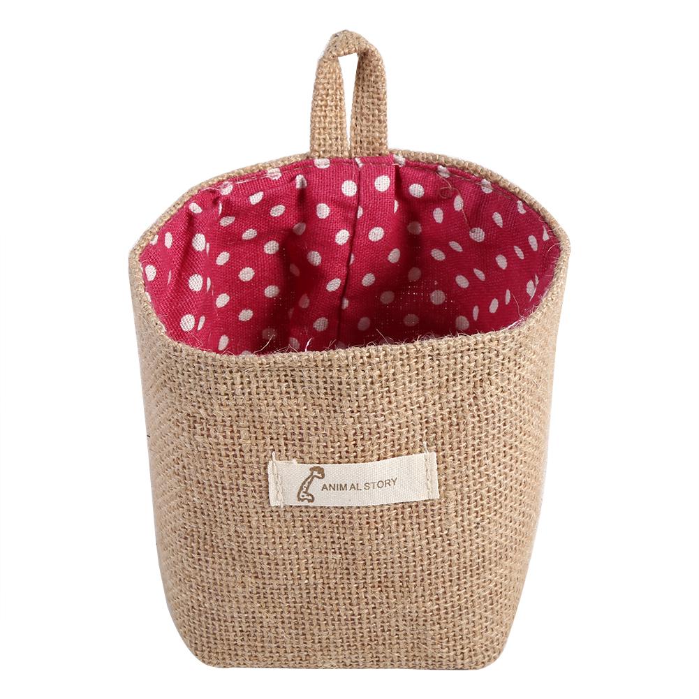 Cotton Linen Hanging Bag Home Gadget Storage Organizer Dots Red __stock:500 Closet & Storage refund_fee:800 show-color-swatches