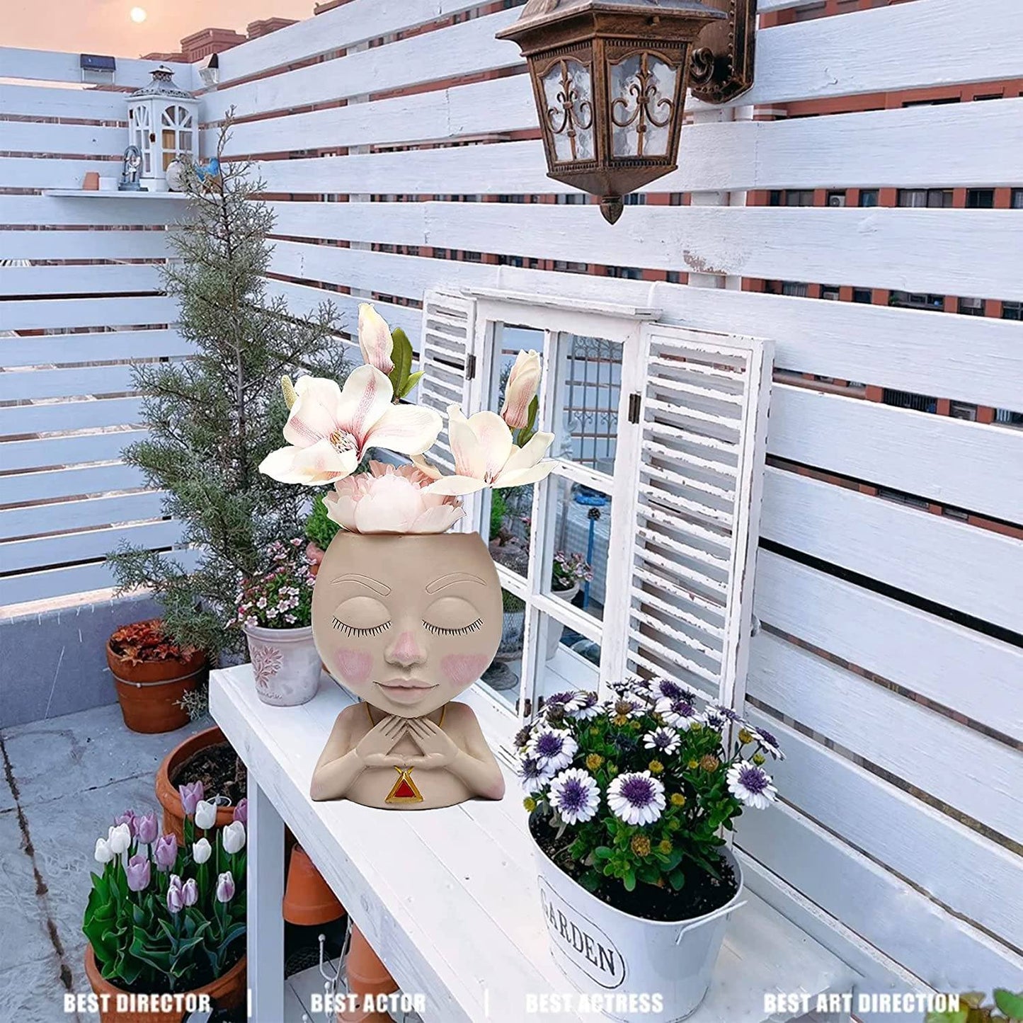 Face Flower Pot Head Vase for Indoor Plant Decoration __stock:350 Garden & Patio refund_fee:1200