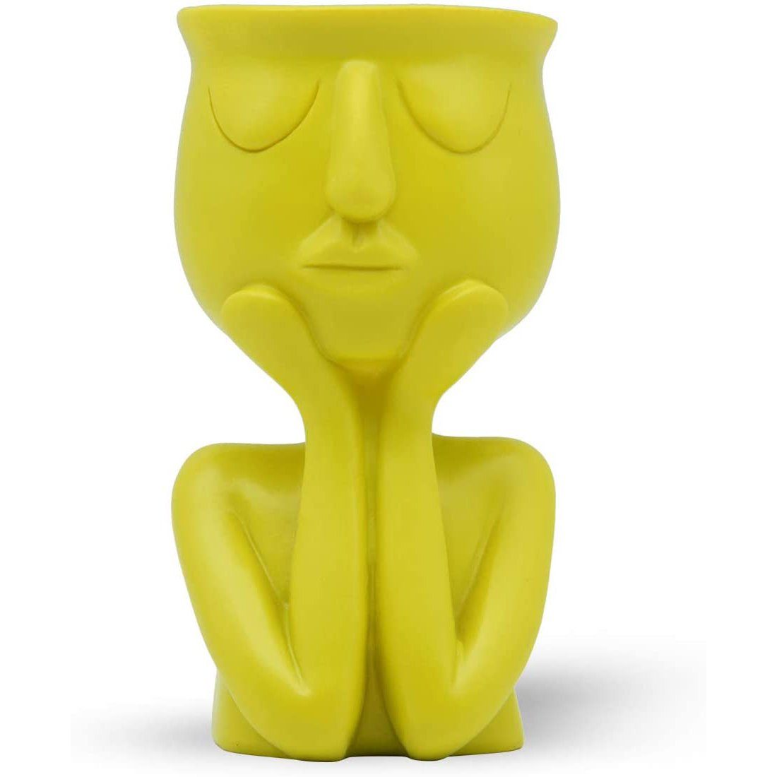 Greneric Character Portrait Flower Pot Resin Succulents Plant Pot Yellow __stock:500 Garden & Patio refund_fee:800