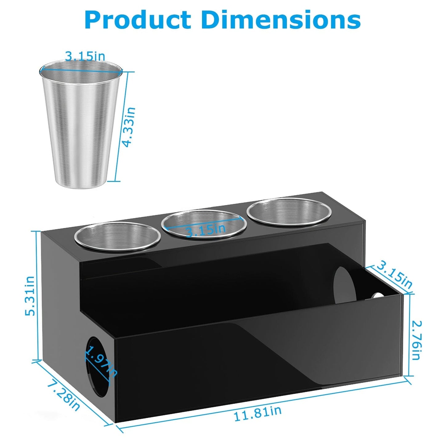 Hair Dryer Organizer with 3 Stainless Steel Cups __stock:50 Closet & Storage Low stock refund_fee:1800