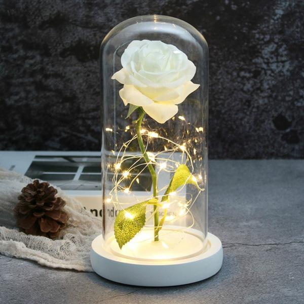 LED Glass Cover Simulation Foil Rose Flower Clear __stock:100 Furniture and Décor refund_fee:1200