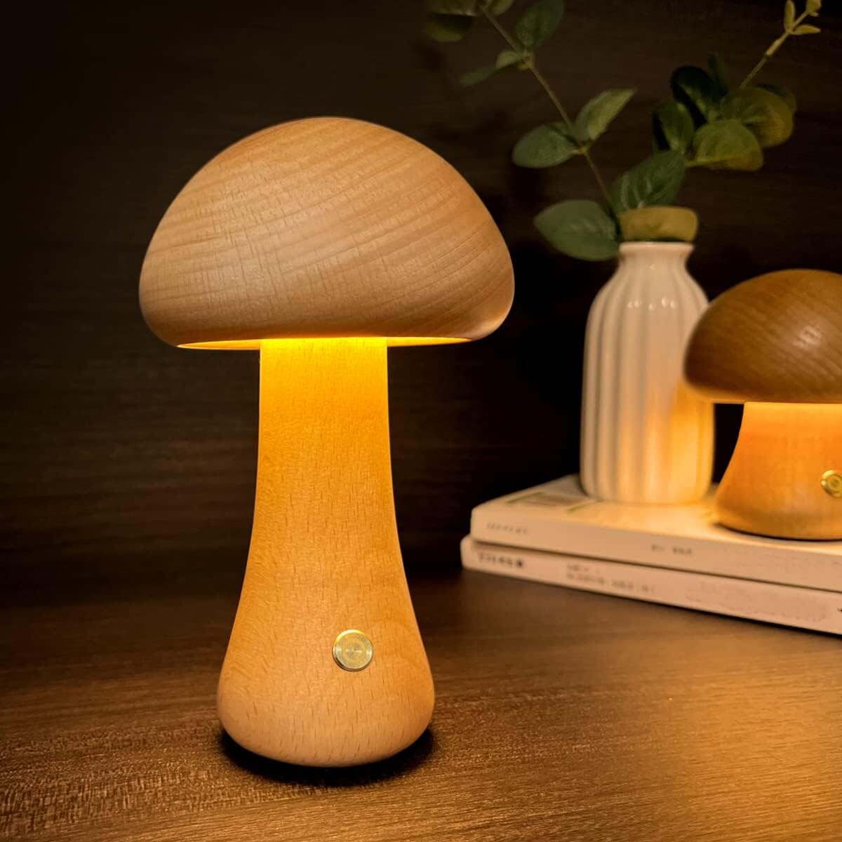 LED Rechargeable Creative Mushroom Table Lamp Brown L __stock:200 Indoor Lighting refund_fee:1200 Warranty