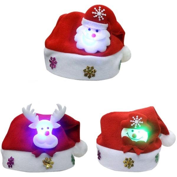Luminous Christmas Hat Glowing Santa Claus, Snowman, Deer Christmas Hat Illuminated __stock:100 Holiday Decor & Apparel refund_fee:800 Warranty