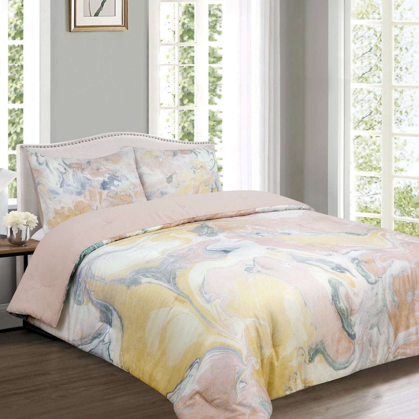 Marble Reversible Comforter Set __label2:BOGO 30% OFF __stock:100 Bedding refund_fee:1800