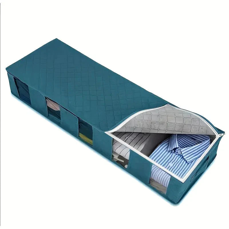 Nordic Quilt Bag Clothes Storage Box Under Bed Storage Blue __stock:200 Closet & Storage refund_fee:800