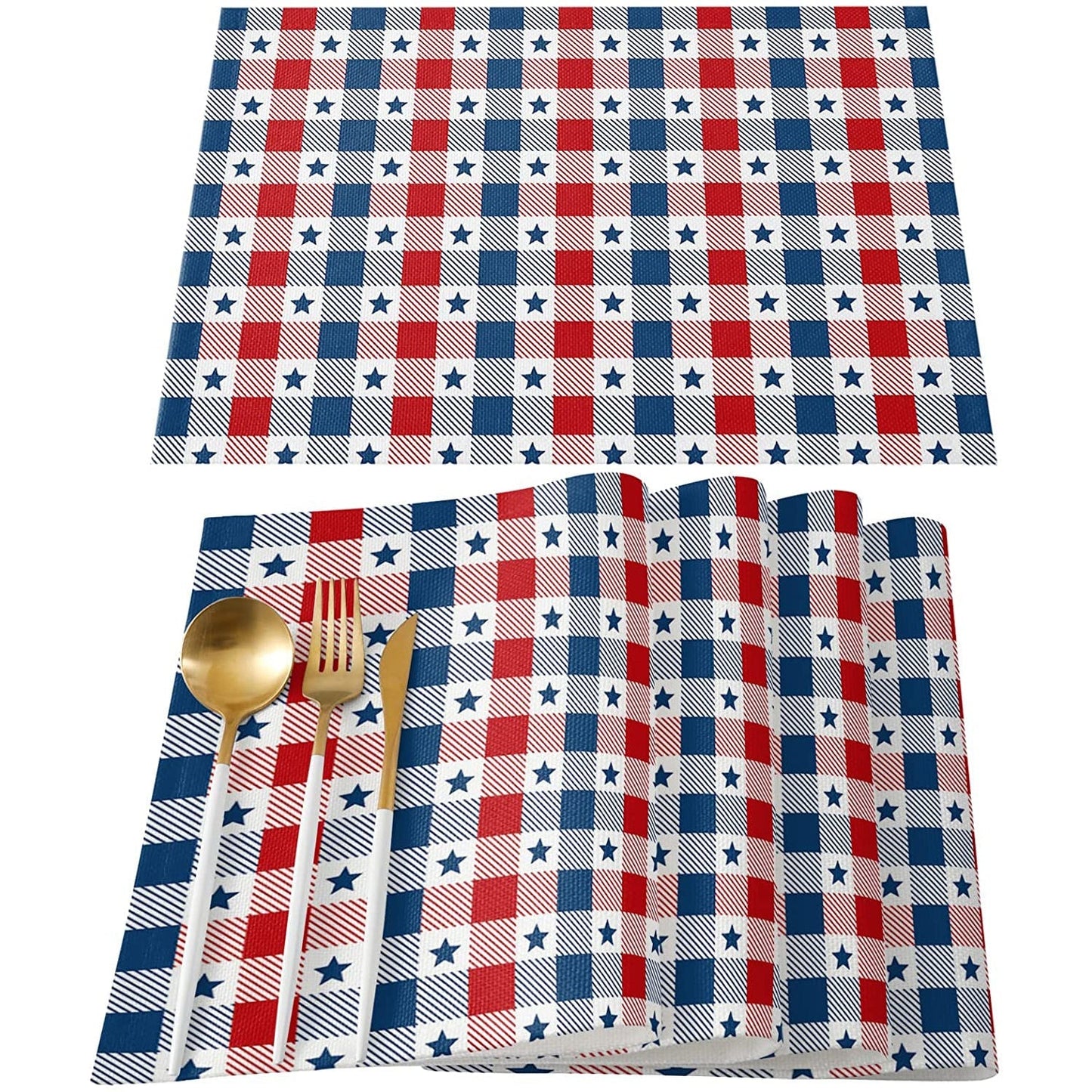 Patriotic Stars Placemats Set Stars & Plaids __stock:200 Holiday Decor & Apparel refund_fee:800