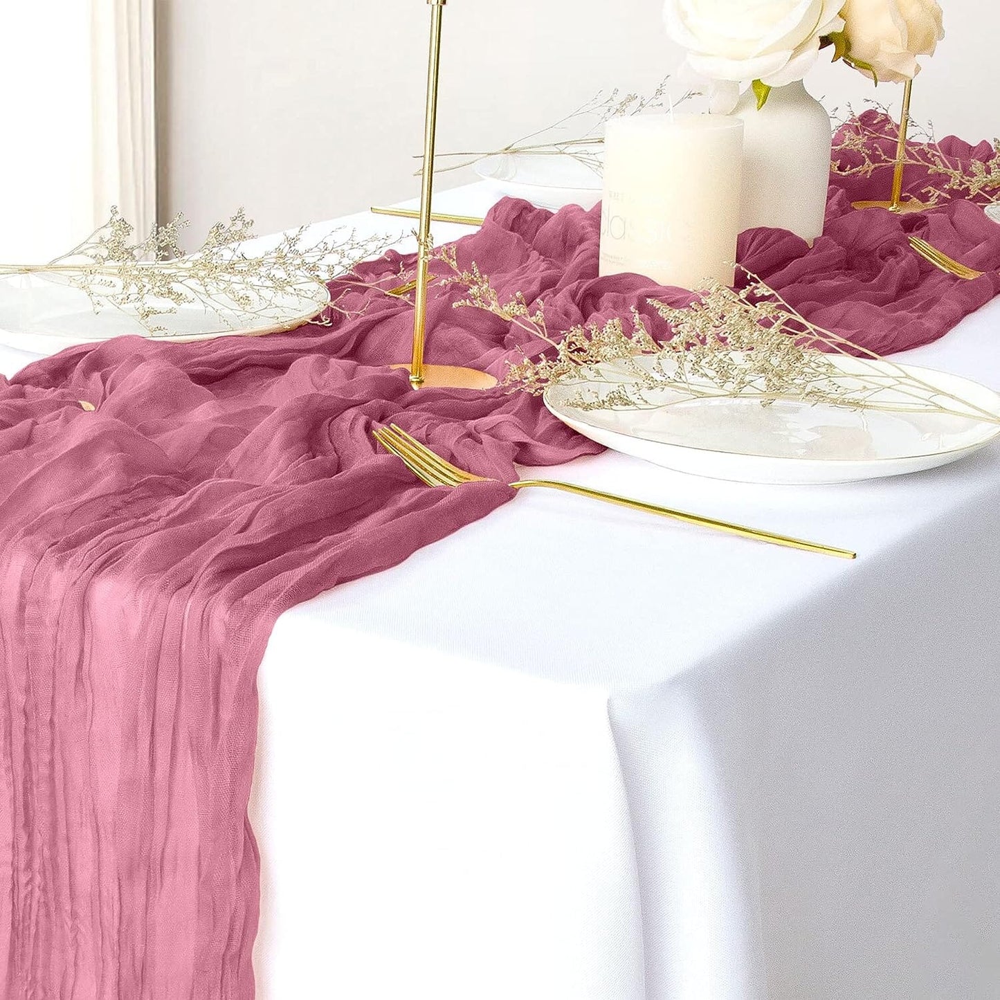 Polyester Crinkle Table Runner Coral Pink __stock:200 Holiday Decor & Apparel refund_fee:800