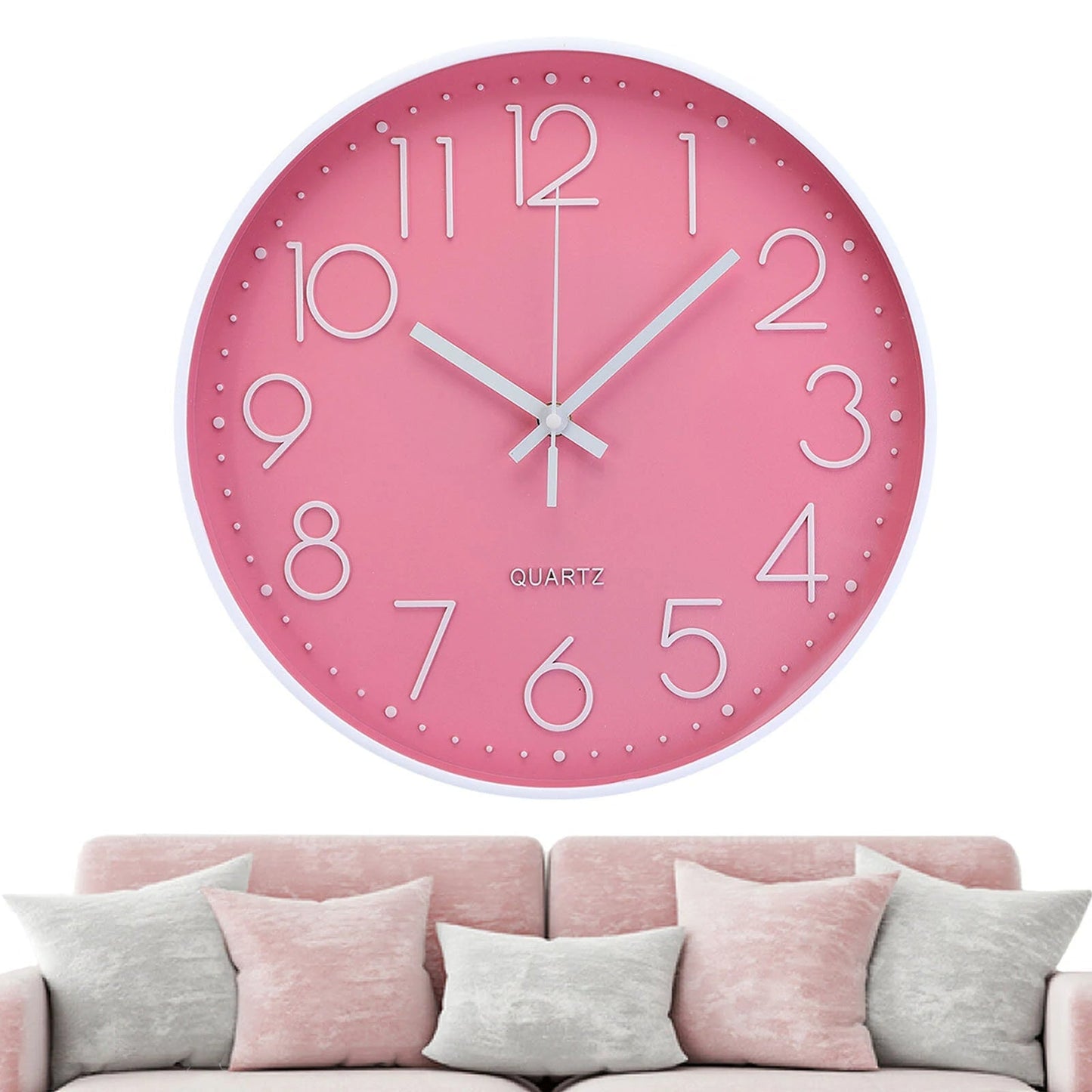 Silent Quartz Decorative Battery Powered Wall Clock Pink __stock:200 Household Appliances refund_fee:1200 Warranty
