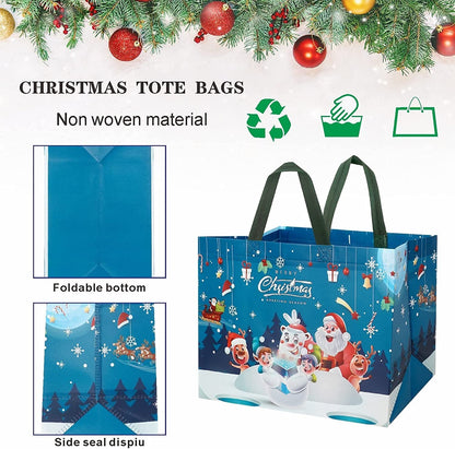 ANOTION Christmas Gift Bags, 12 Pack Large Christmas Goodie Bag Christmas Tote Bags with Handle, Reusable Xmas Bags Grocery Shopping Totes for Holiday Xmas 12.8" X 9.6" X 6.7" Home & Kitchen Kitchen & Dining Luggage & Bags Reusable Grocery Bags Shopping Totes Storage & Organization Travel & To-Go Food Containers