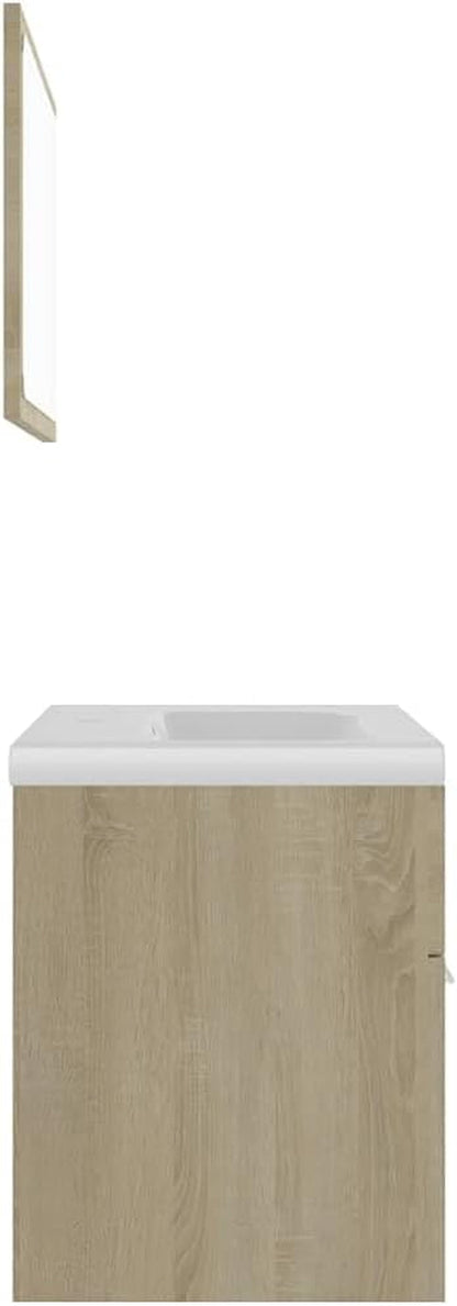 (Fast Delivery) Modern Bathroom Furniture Set,Bathroom Vanity and Sink Combo Stand Cabinet,White Ceramic Vessel Sink with Mirror,Bathroom Furniture Set Sonoma Oak Chipboard Bathroom Fixtures Bathroom Sink Vanities & Accessories Bathroom Vanities Kitchen & Bath Fixtures Tools & Home Improvement