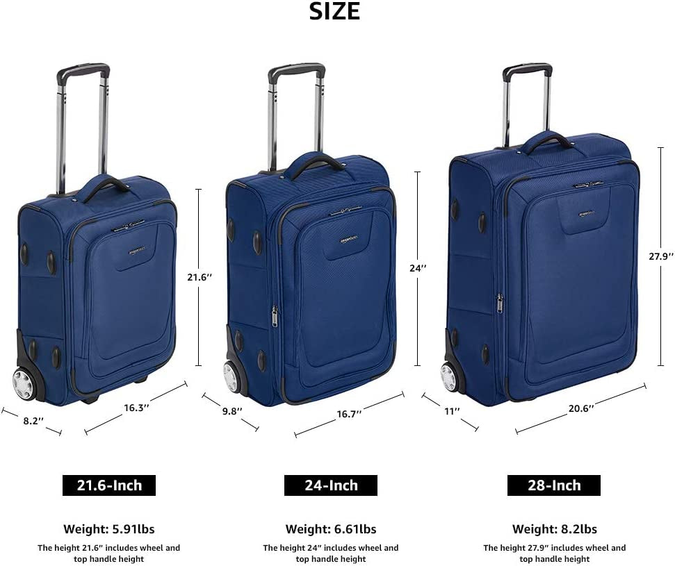 Softside Carry-On Luggage Suitcase with TSA Lock and Wheels - 54.86 Cm, Blue Carry-Ons Clothing Luggage Luggage & Bags Luggage & Travel Gear Shoes & Jewelry Suitcases