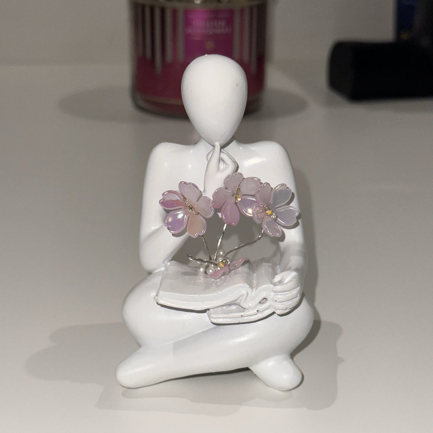 Illuminated Rose Reader Sculpture