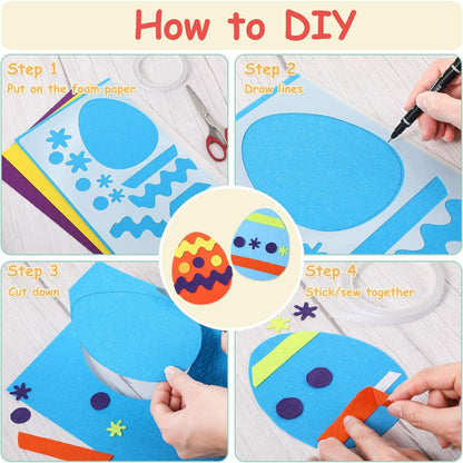 Easter DIY Felt Craft Set, 21 Pieces Felt Fabric Sheets Colorful Felt Craft Sheet and 4 Pieces Shaped Templates for Kids, Create Easter Egg Easter Bunnies Easter Chicks for Child Arts & Crafts Craft Kits Felt Kits Toys & Games