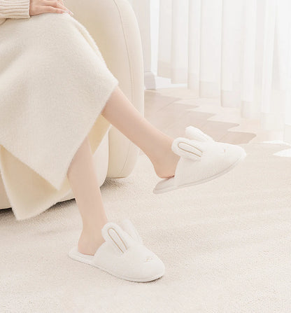 Plush Bunny Ear Faux Fur House Slippers