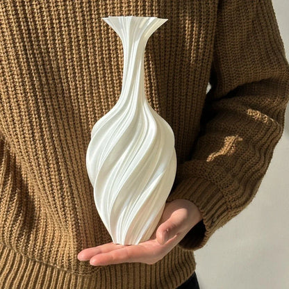 Sculptural Swirl Ribbed PLA Vase
